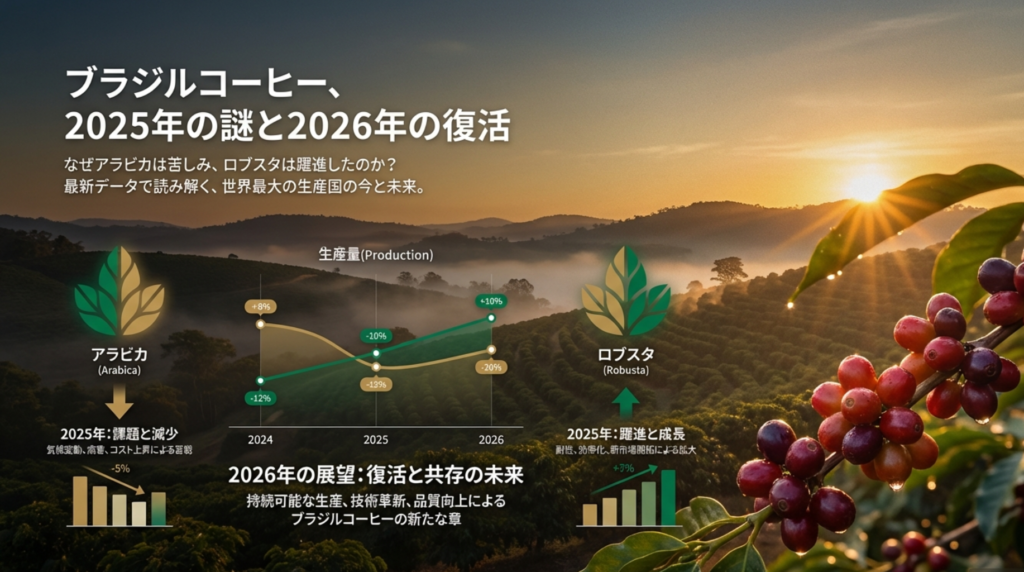 ブラジルのコーヒー豆生産量と世界シェア｜2025年実績と2026年の展望