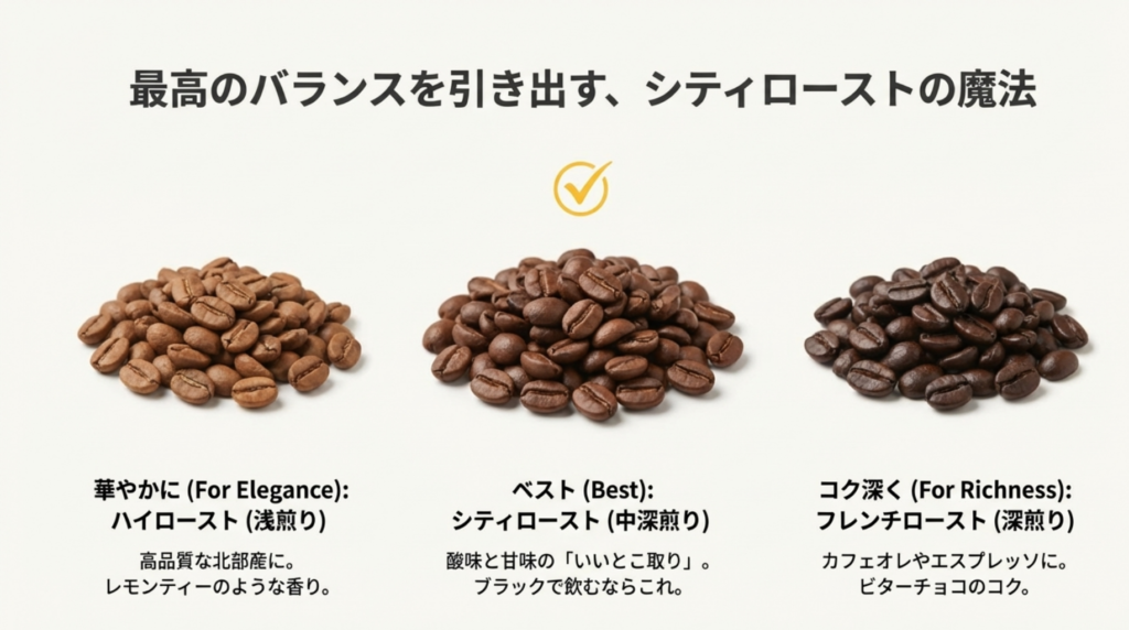 おすすめの焙煎度合いとロースト