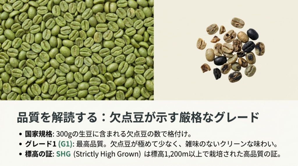 欠点豆数で決まる等級とグレード