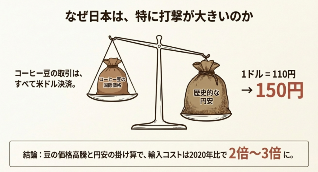 歴史的な円安による輸入コスト増