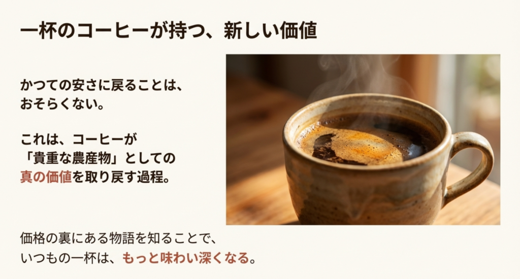 コーヒー値上がりの理由と今後の展望まとめ
